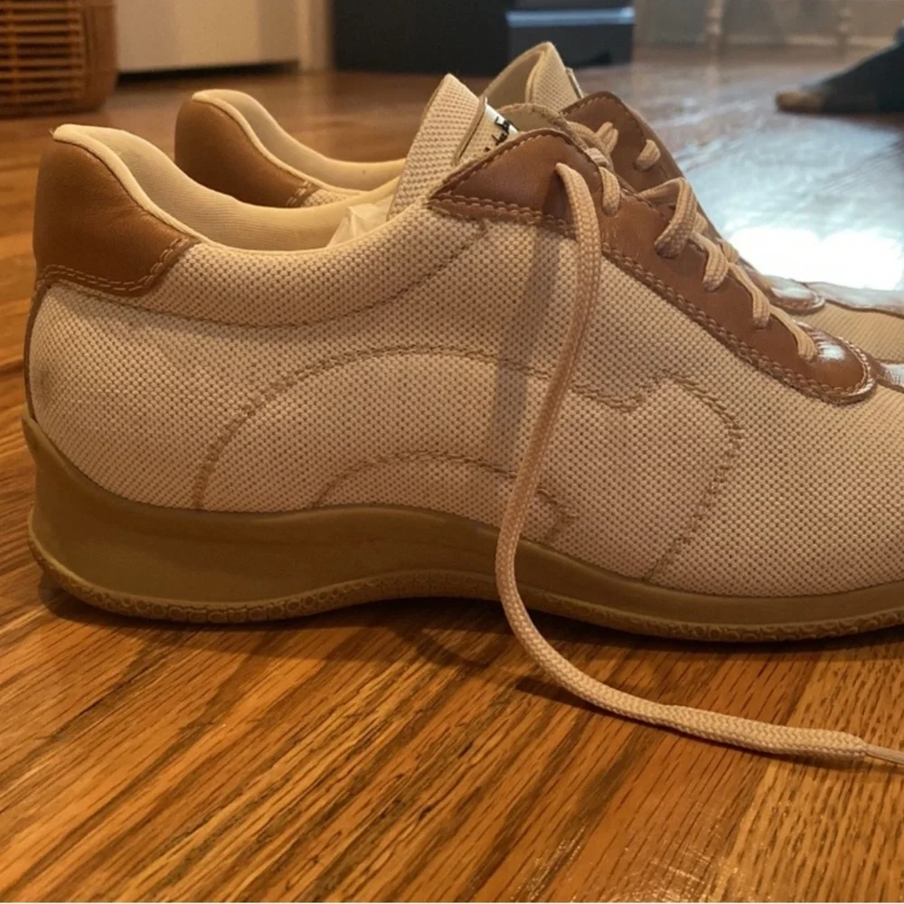 Salvatore Ferragamo Brown Leather Canvas Sneakers with Classic Design